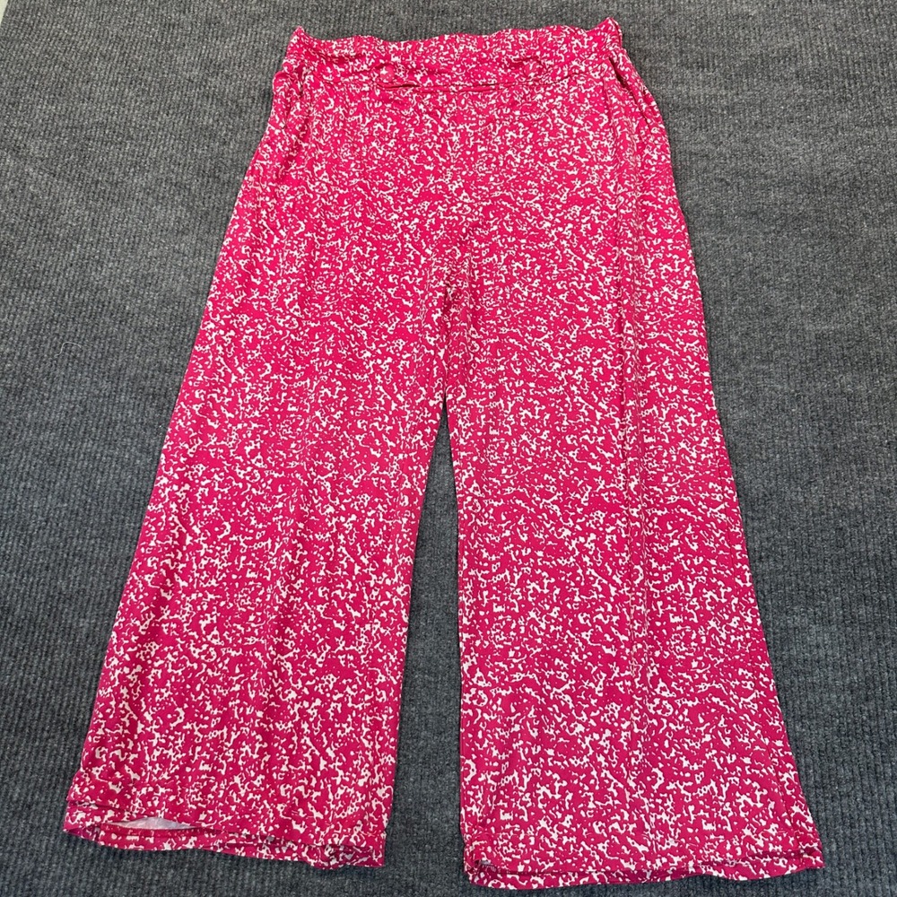 Point Wide Leg Pants 3XL Pink White Patterned Stretchy Comfort